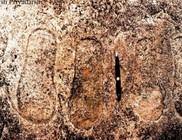 Hatalmas lábnyomokat és csészealjat ábrázoló sziklára bukkantak Indiában